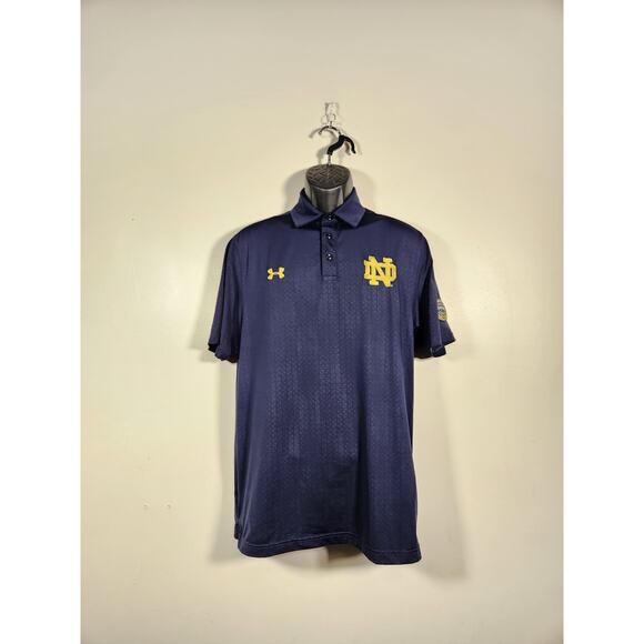 UNDER ARMOUR Polo Notre Dame Fighting Irish 2014 Shamrock Series Mens MD Navy - Picture 1 of 11